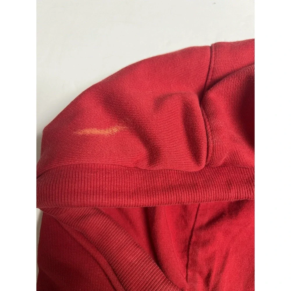 Adidas Originals Rubber Logo Trefoil Cross Neck Hoodie Red Mens Sz‎ L